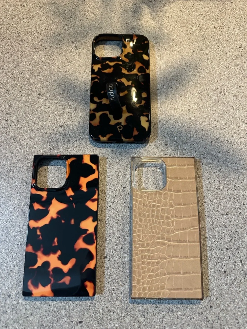 Apple iPhone 12 Pro Max Cases / Tortoiseshell and Beige Croc Pattern / Set of 3